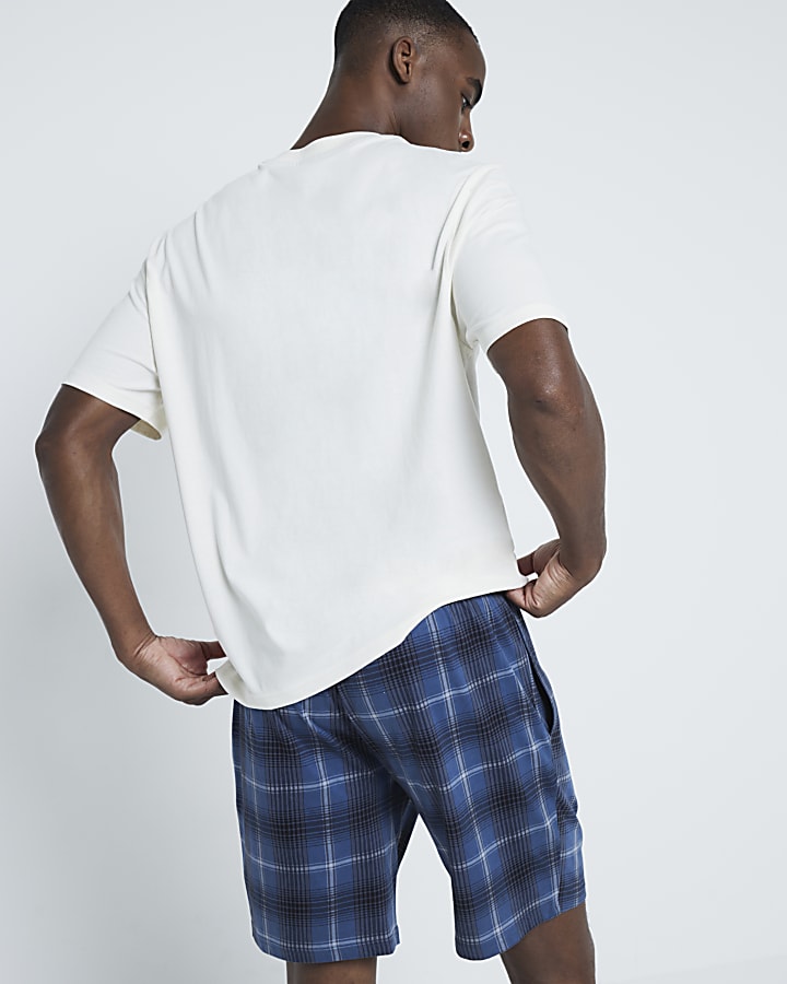 Blue and Black Check Pyjama Short Set