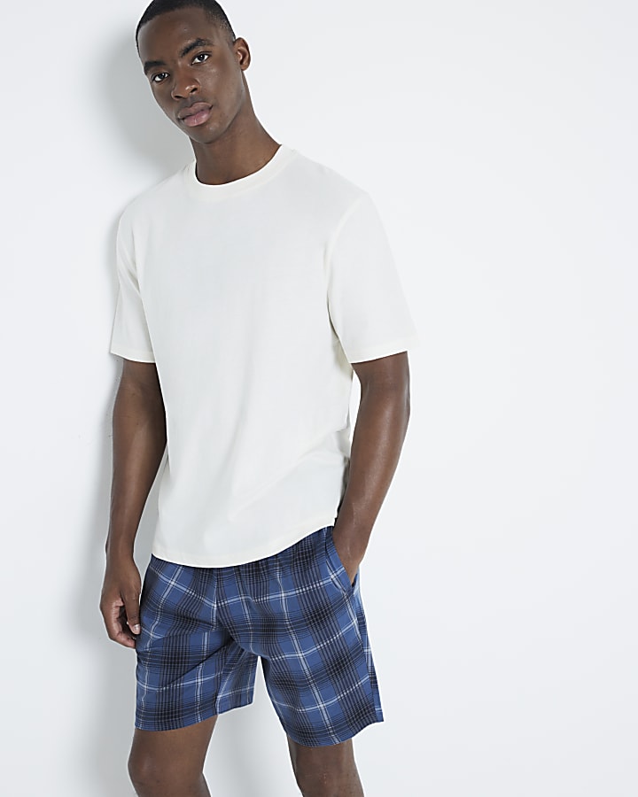 Blue and Black Check Pyjama Short Set