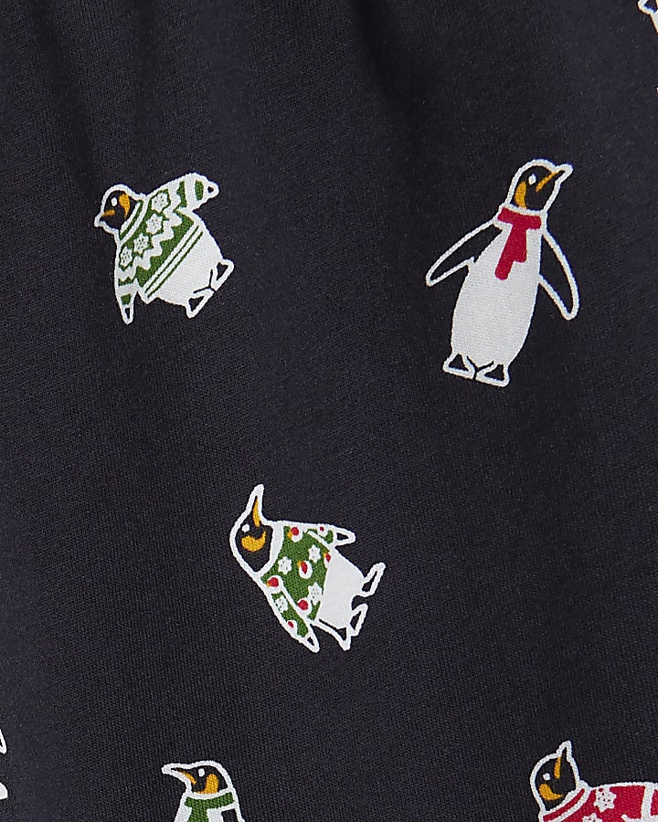 Grey Penguin Top and Bottom Pyjamas Set