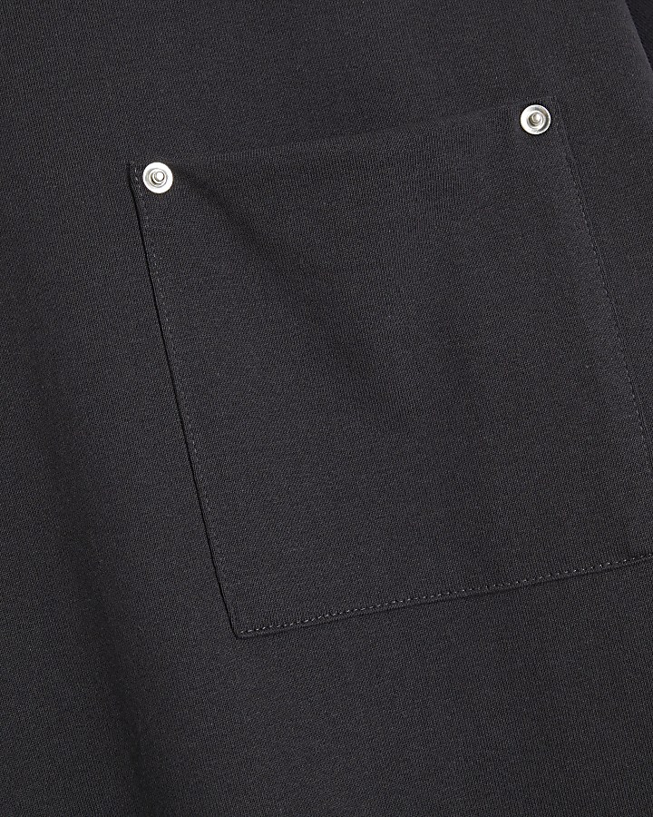 Black Boxy Fit Short Sleeve Cropped T-Shirt