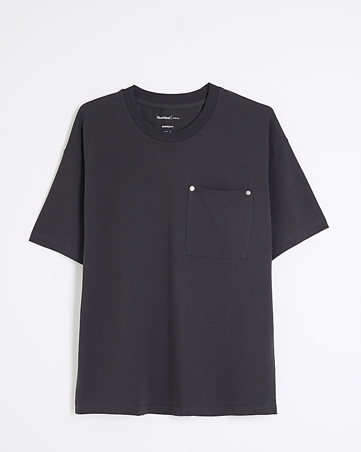 Black Boxy Fit Short Sleeve Cropped T-Shirt