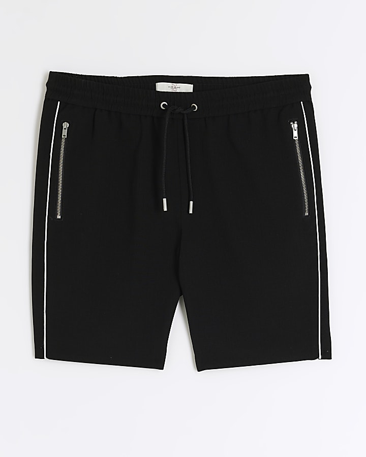 Black Stripe Full Elasticated Short