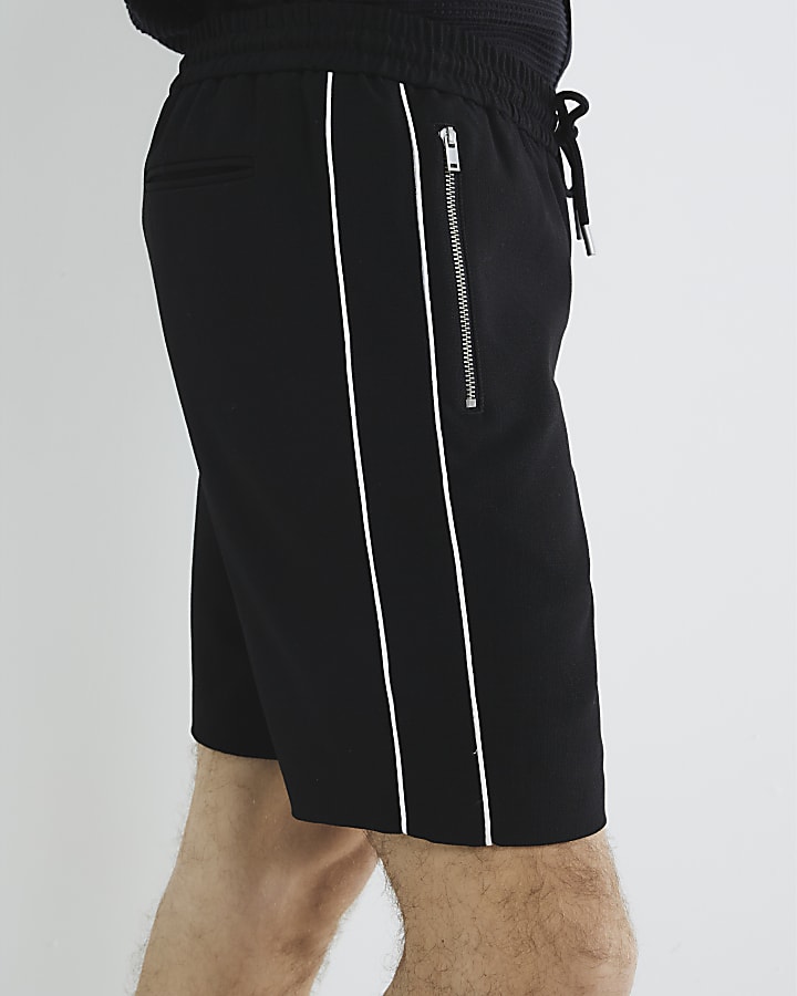 Black Stripe Full Elasticated Short