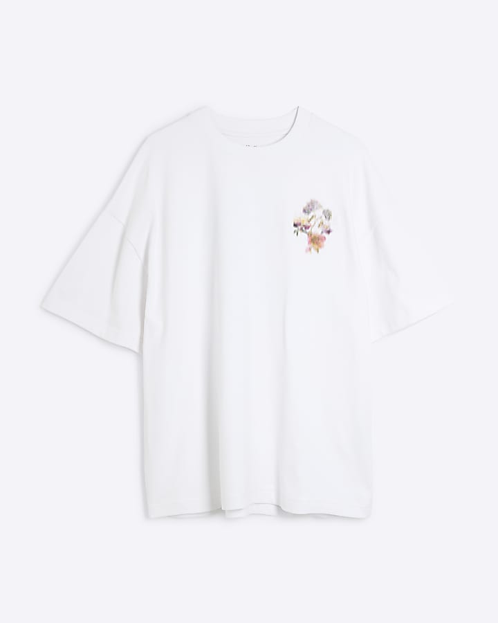 White Floral Embossed T-Shirt