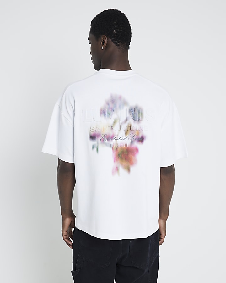 White Floral Embossed T-Shirt