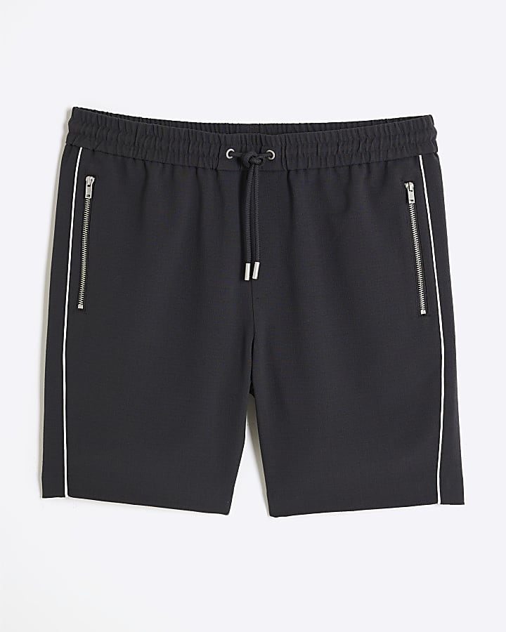 Grey Side Stripe Elasticated Shorts