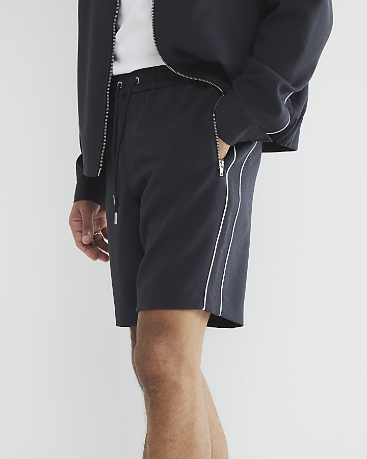 Grey Side Stripe Elasticated Shorts