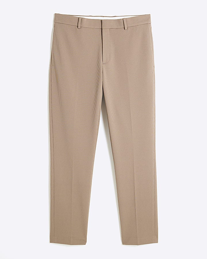 Beige Slim Fit Smart Trousers