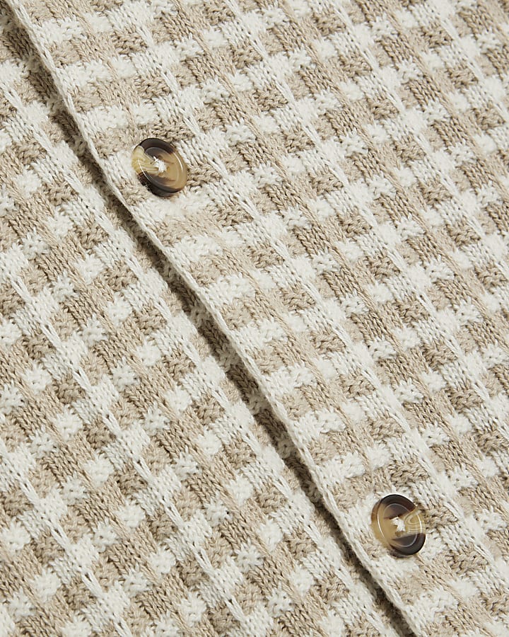Beige Knitted Check Shirt