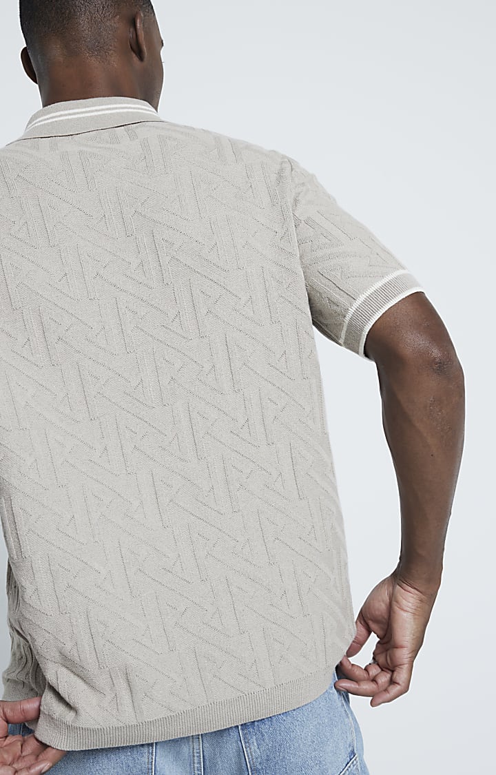 Stone Regular Fit Monogram Shirt