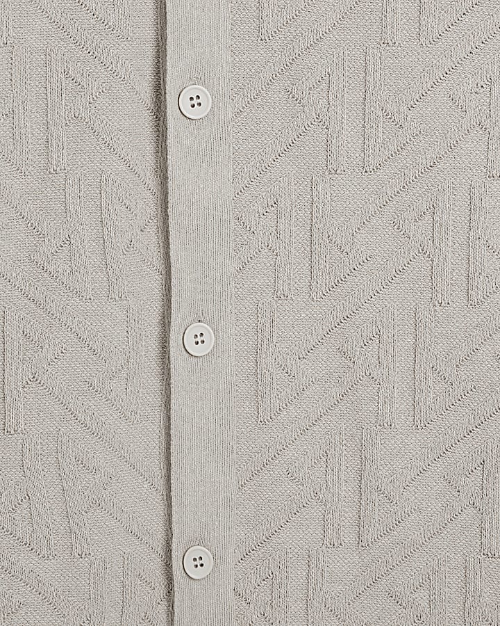 Stone Regular Fit Monogram Shirt