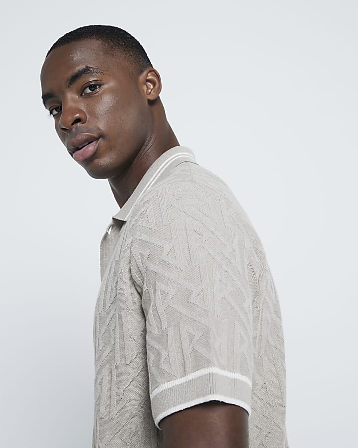 Stone Regular Fit Monogram Shirt