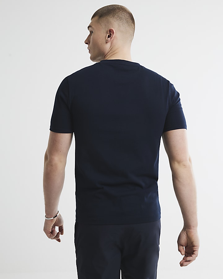 Navy Muscle Fit V-Neck T-Shirt