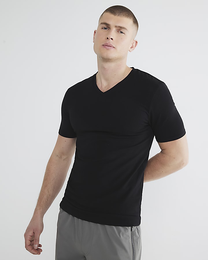 Black Muscle Fit V-Neck T-Shirt