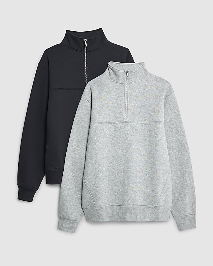 Black Funnel Neck Sweatshirt & Joggers Set