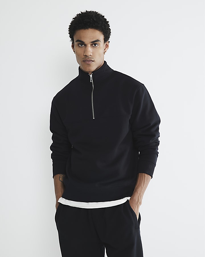 Black Funnel Neck Sweatshirt & Joggers Set