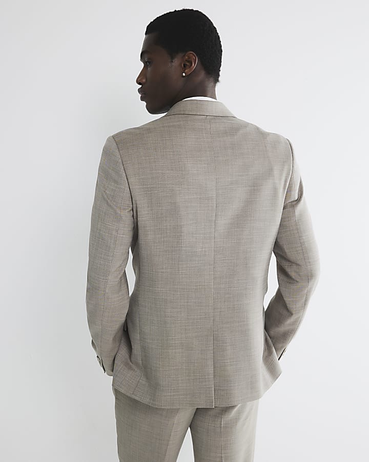 Beige Skinny Fit Suit Jacket