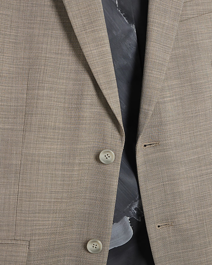 Beige Skinny Fit Suit Jacket