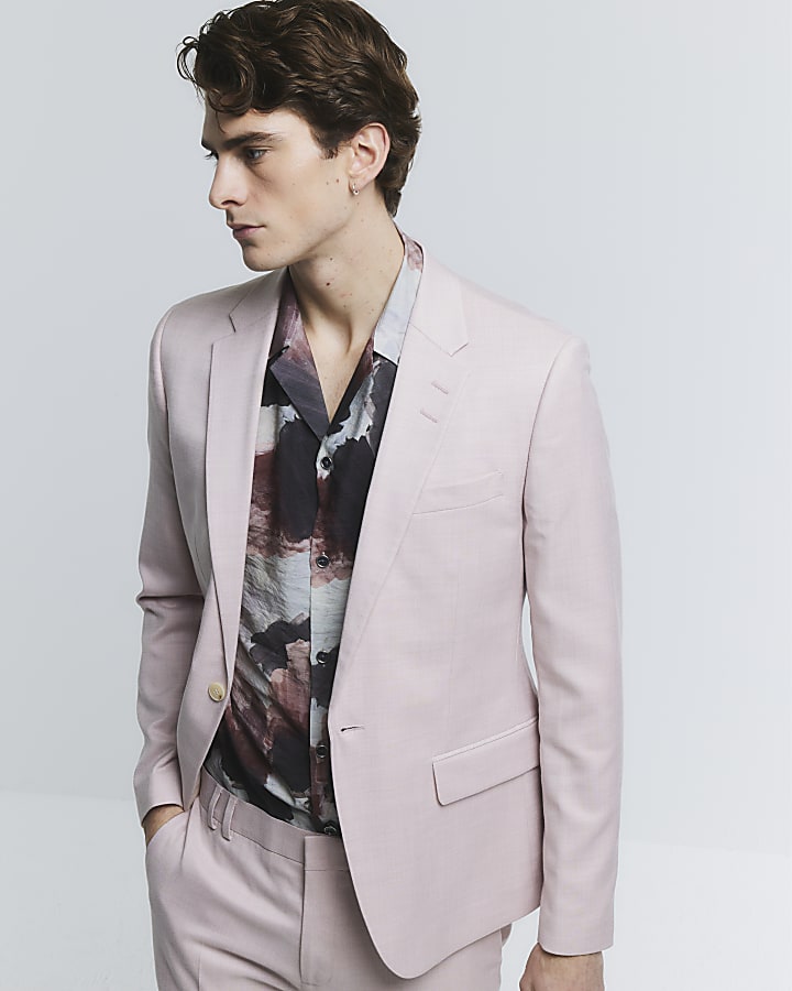 Pink Skinny Fit Suit Jacket