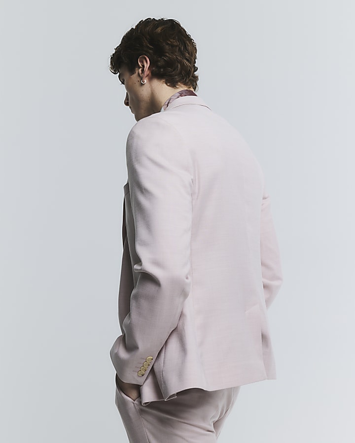 Pink Skinny Fit Suit Jacket