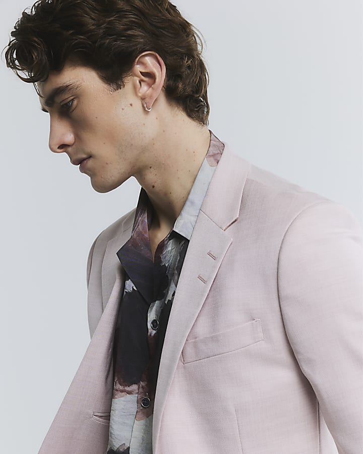 Pink Skinny Fit Suit Jacket