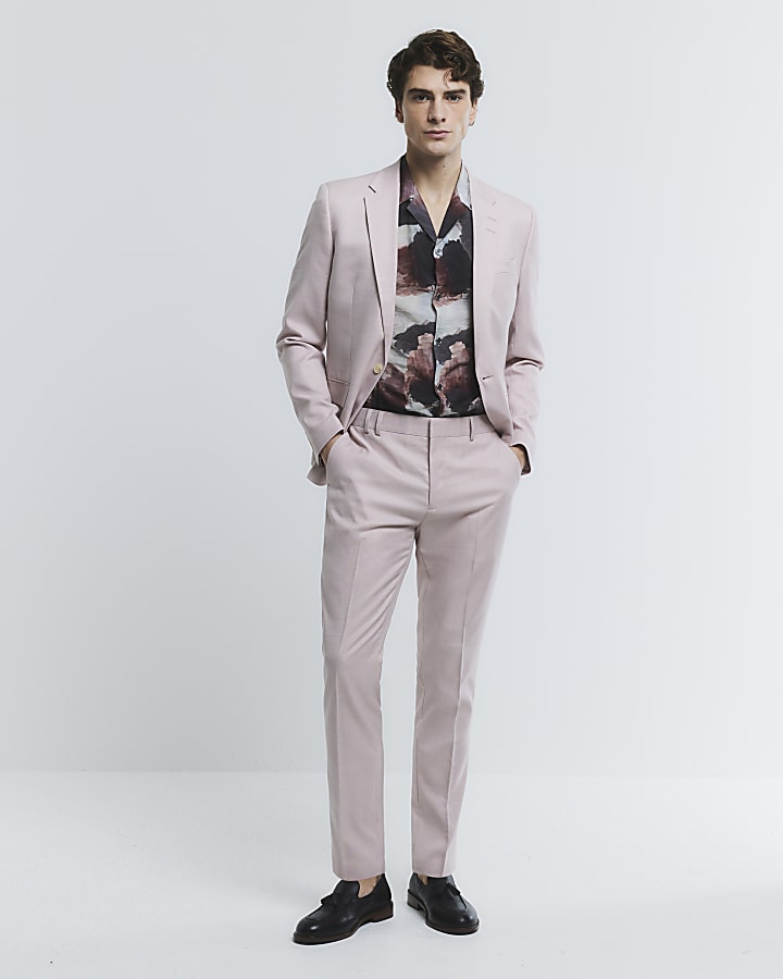 Pink Skinny Fit Suit Jacket