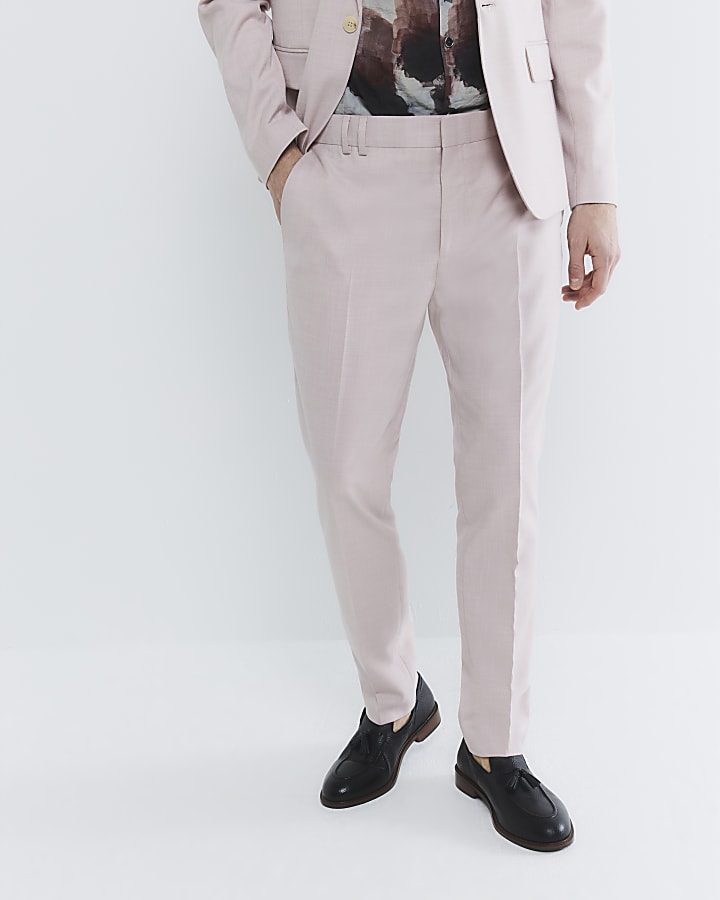 Pink Skinny Fit Suit Trousers