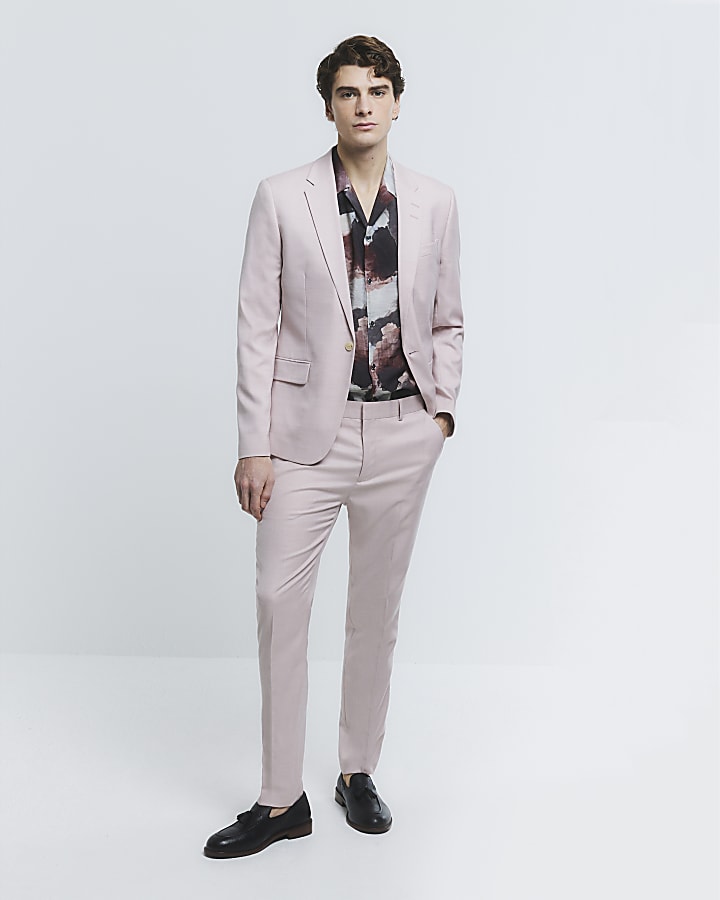 Pink Skinny Fit Suit Trousers