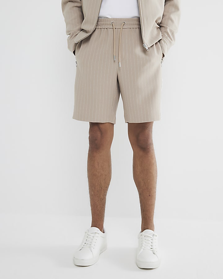 Stone Striped Elasticated Shorts