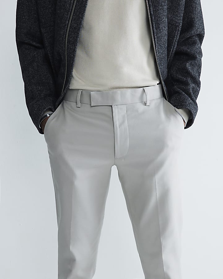 Grey Skinny Fit Chino Trousers