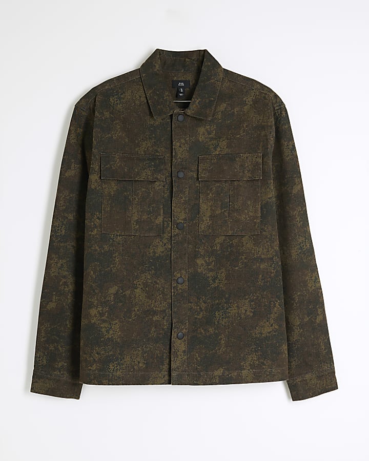 Brown Regular Fit Camouflage Overshirt