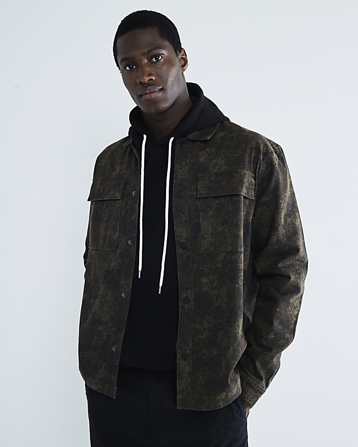 Brown Regular Fit Camouflage Overshirt