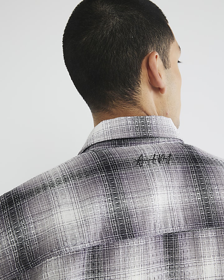 Black Regular Fit Waffle Check Shirt