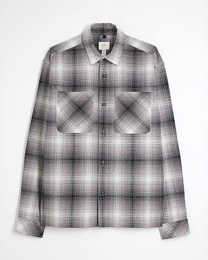 Black Regular Fit Waffle Check Shirt