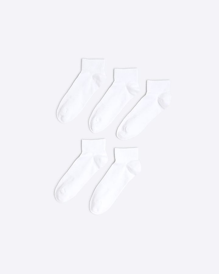 White 5 Pack Quarter Ankle Socks