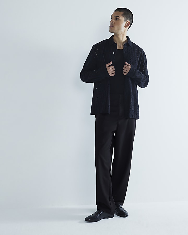 Black Long Sleeve Broderie Shirt