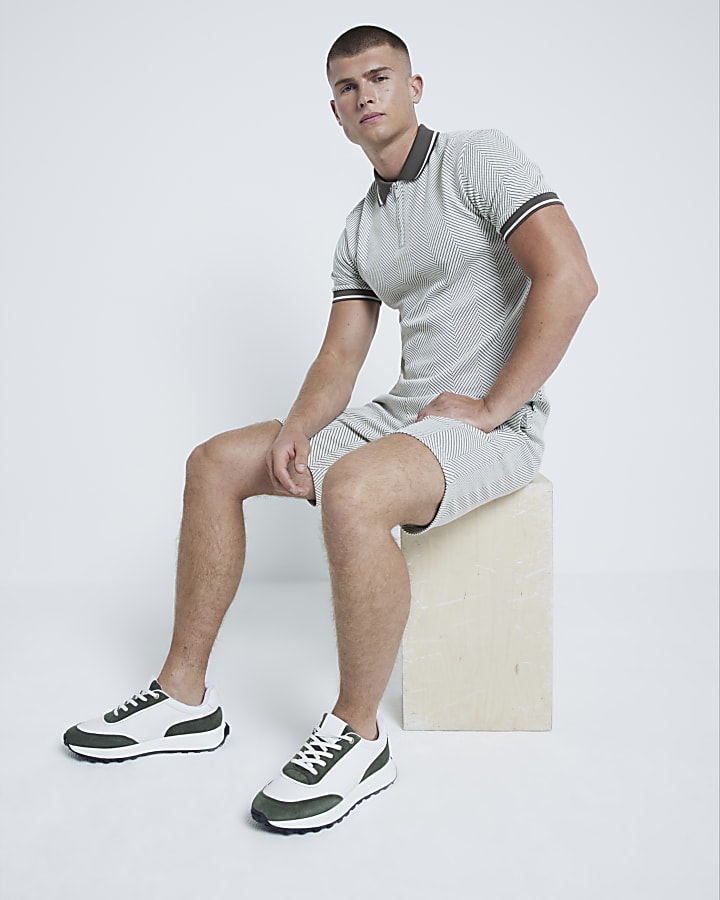 Khaki Jacquard Shorts