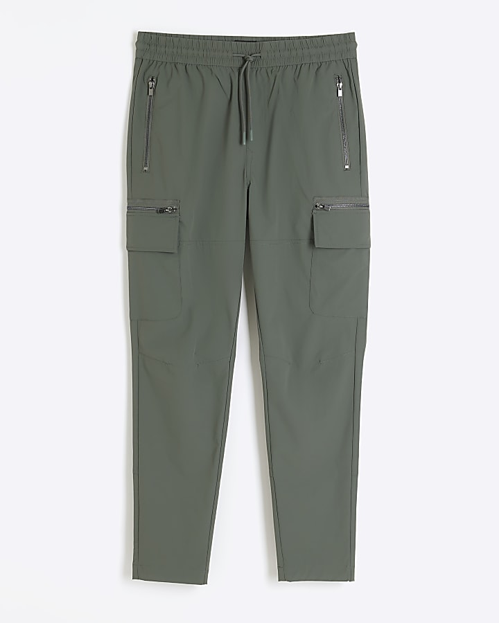 Green Skinny Fit Cargo Trousers