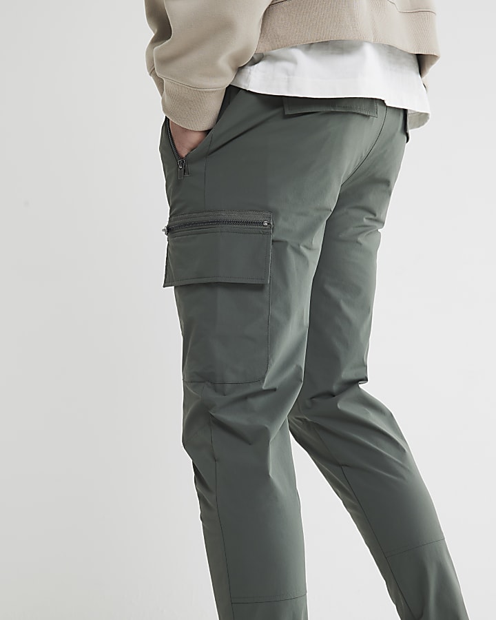 Green Skinny Fit Cargo Trousers