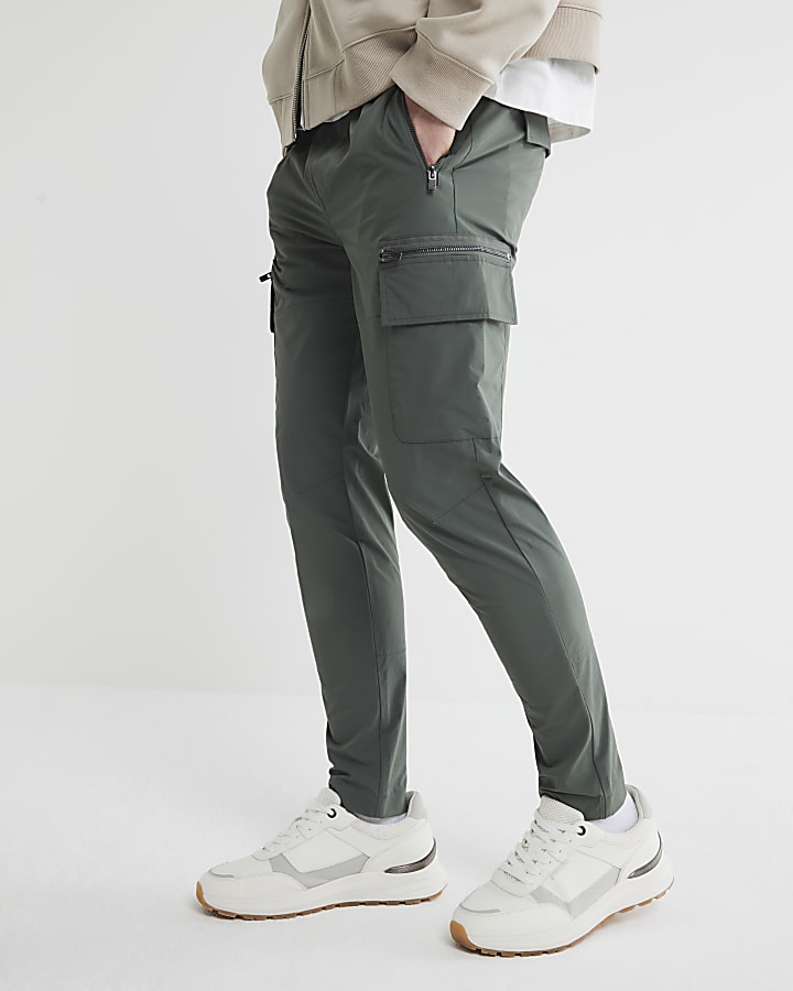 Green Skinny Fit Cargo Trousers