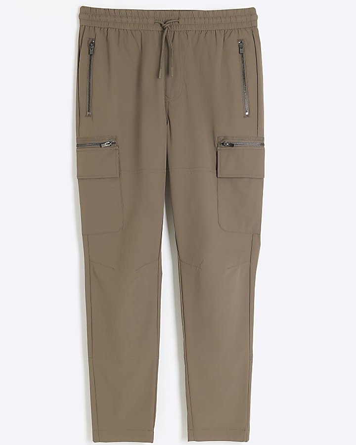 Stone Skinny Fit Cargo Trousers