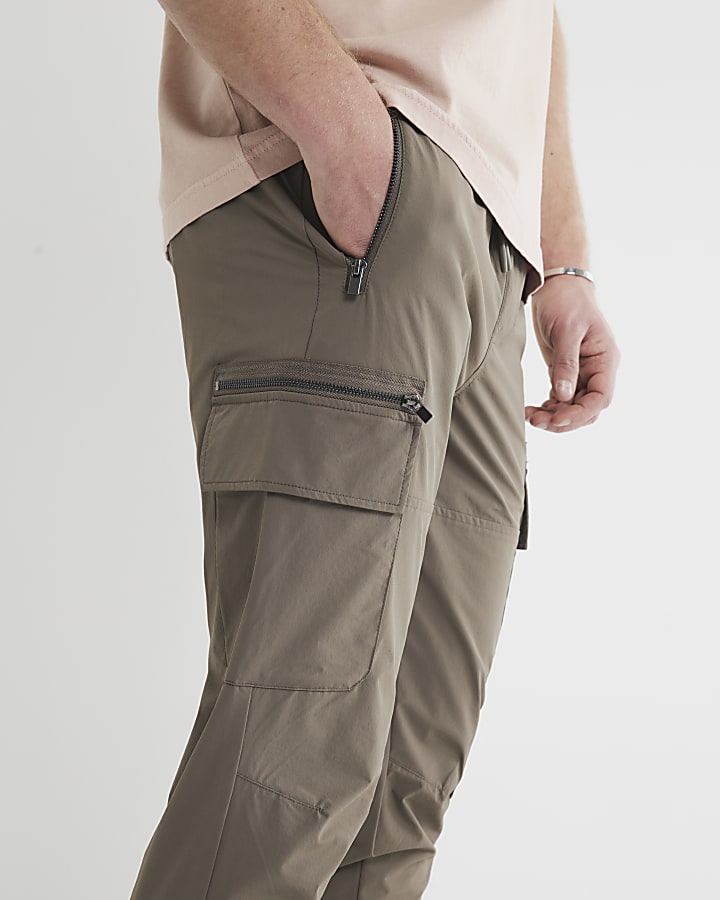 Stone Skinny Fit Cargo Trousers