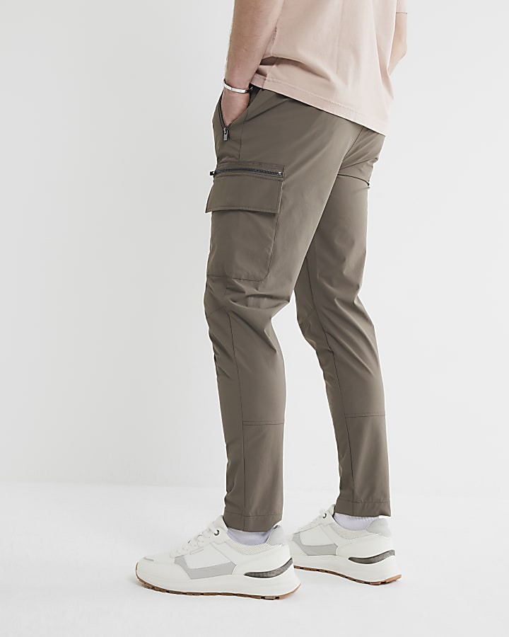 Stone Skinny Fit Cargo Trousers