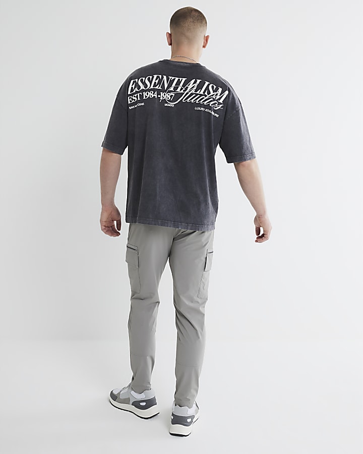 Grey Skinny Fit Cargo Trousers