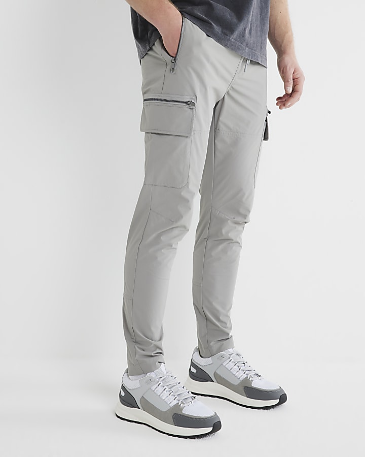 Grey Skinny Fit Cargo Trousers