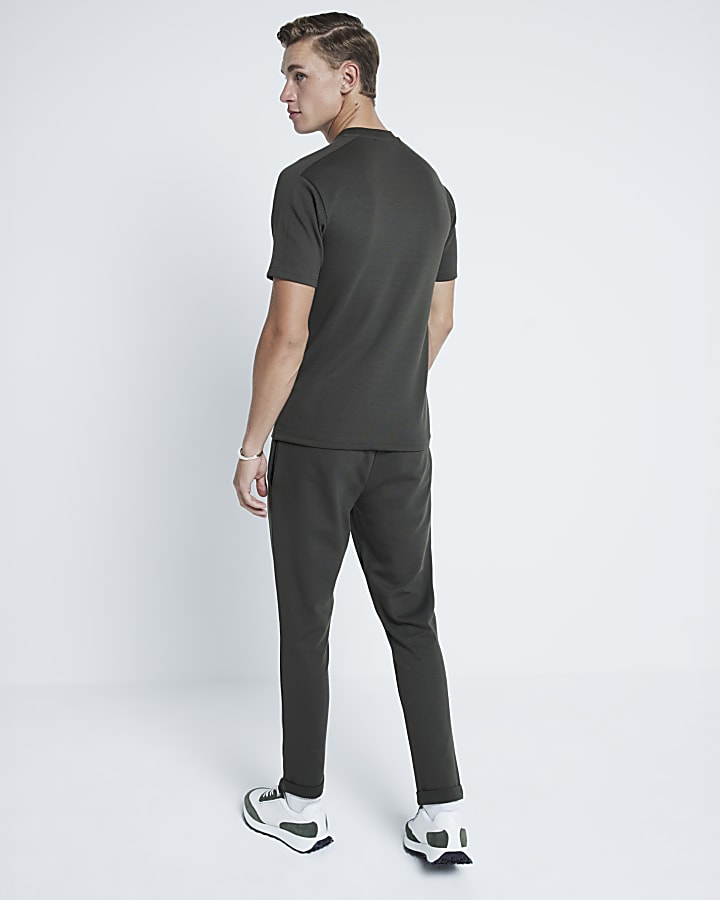 Khaki Muscle Fit Pique T-Shirt