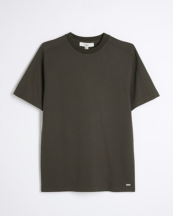 Khaki Muscle Fit Pique T-Shirt