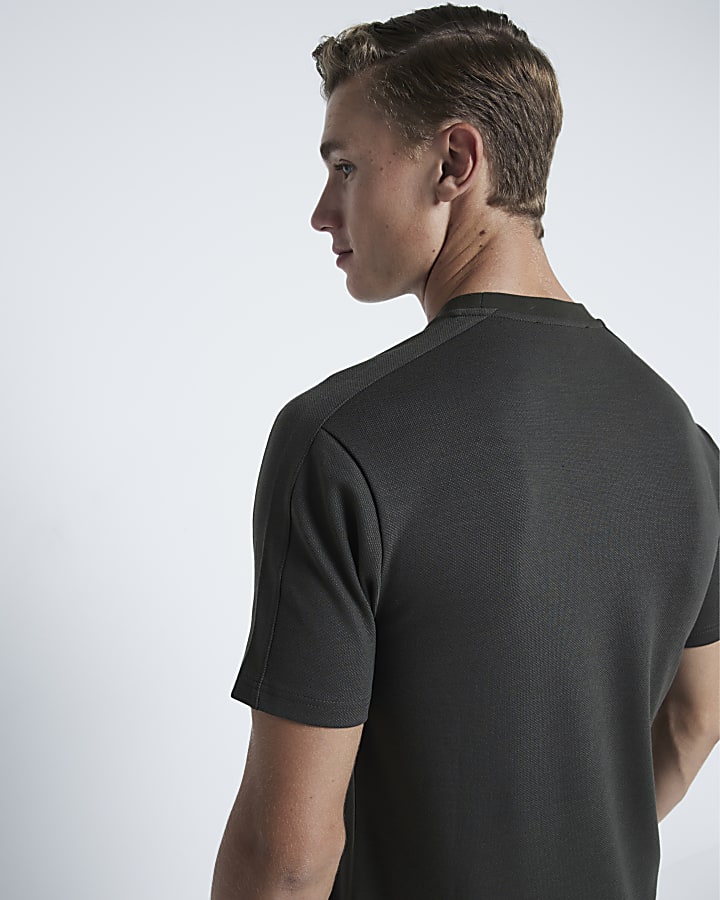 Khaki Muscle Fit Pique T-Shirt