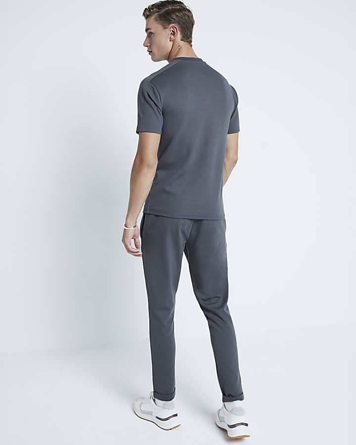 Grey Muscle fit Pique T-Shirt