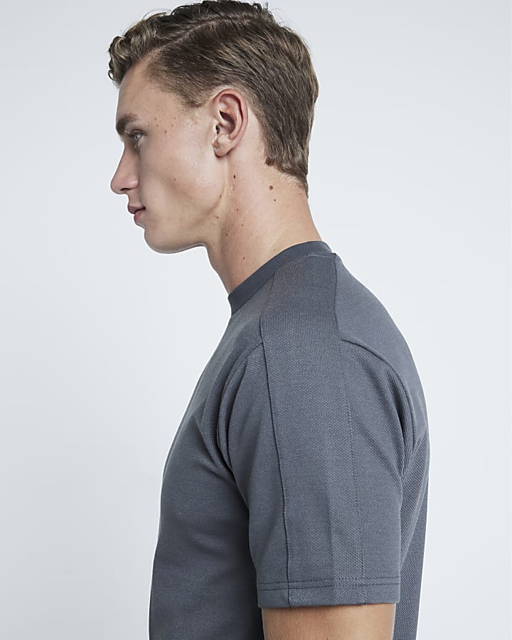 Grey Muscle fit Pique T-Shirt